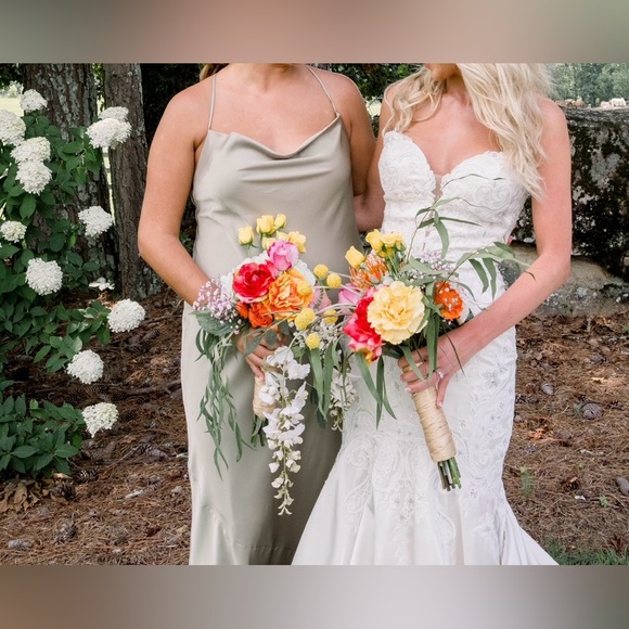 SHOW ME YOUR MUMU MOSS GREEN LUXE SATIN TUSCANY MAXI SLIP DRESS - Picture 2 of 6